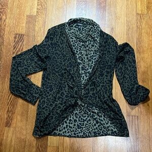 Green and black animal print Express long sleeve top